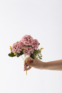 Yapay Ortanca Çiçeği 30 Cm 5 Dal Pudra