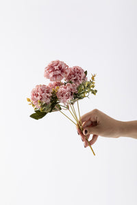 Yapay Ortanca Çiçeği 30 Cm 5 Dal Pudra