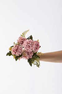 Yapay Ortanca Çiçeği 30 Cm 5 Dal Pudra