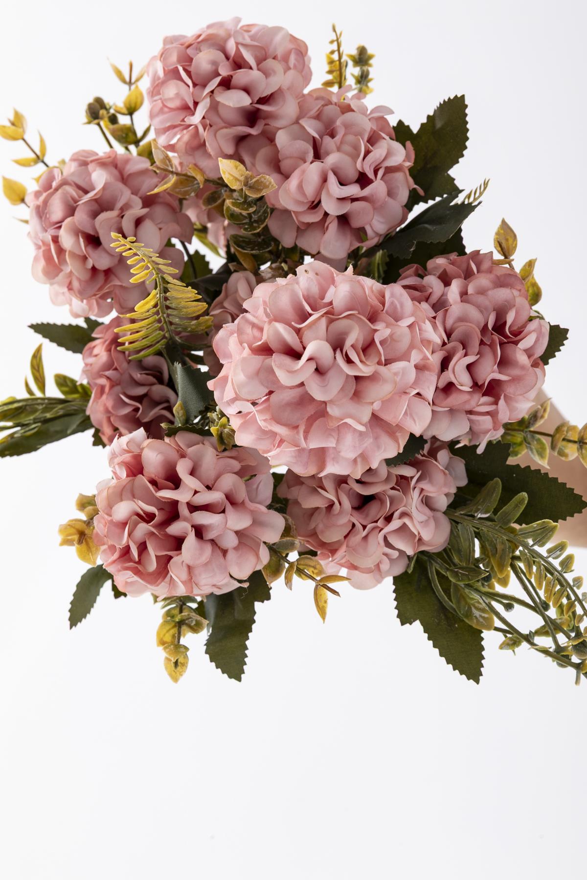 Yapay Ortanca Çiçeği 30 Cm 5 Dal Pudra