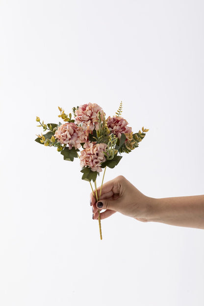 Yapay Ortanca Çiçeği 30 Cm 5 Dal Somon