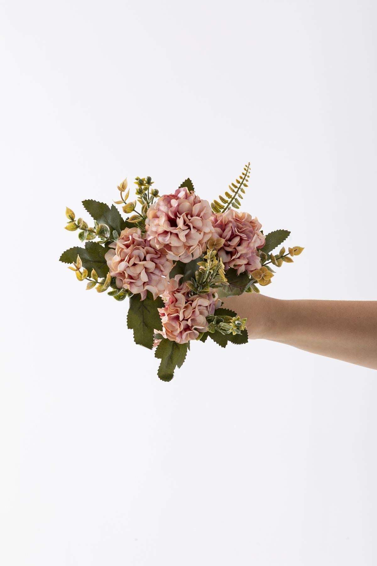 Yapay Ortanca Çiçeği 30 Cm 5 Dal Somon