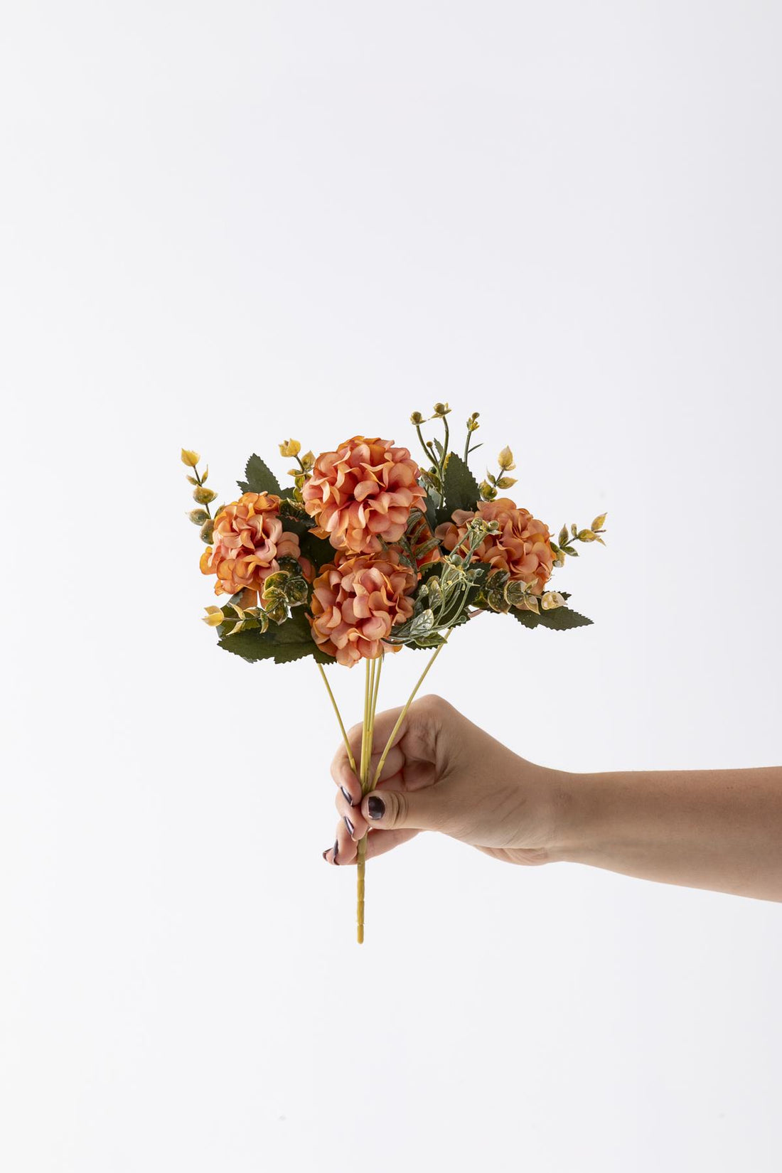 Yapay Ortanca Çiçeği 30 Cm 5 Dal Turuncu