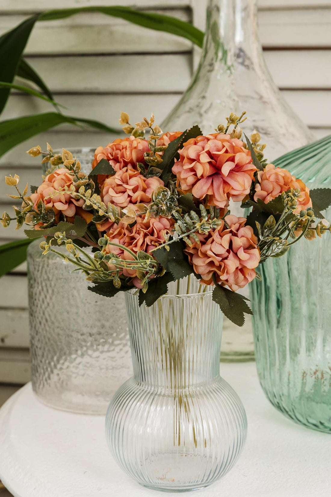 Yapay Ortanca Çiçeği 30 Cm 5 Dal Turuncu