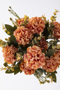 Yapay Ortanca Çiçeği 30 Cm 5 Dal Turuncu