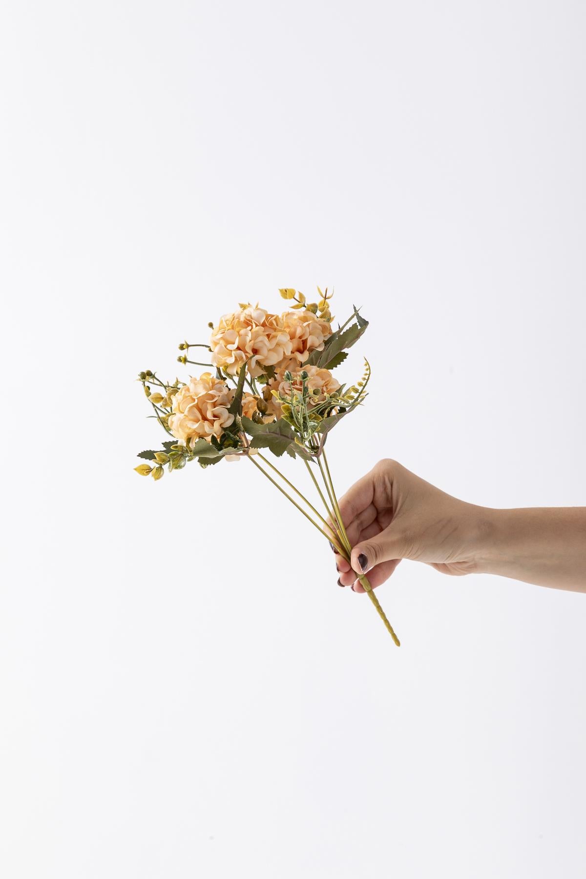 Yapay Ortanca Çiçeği 30 Cm 5 Dal Yavruağzı