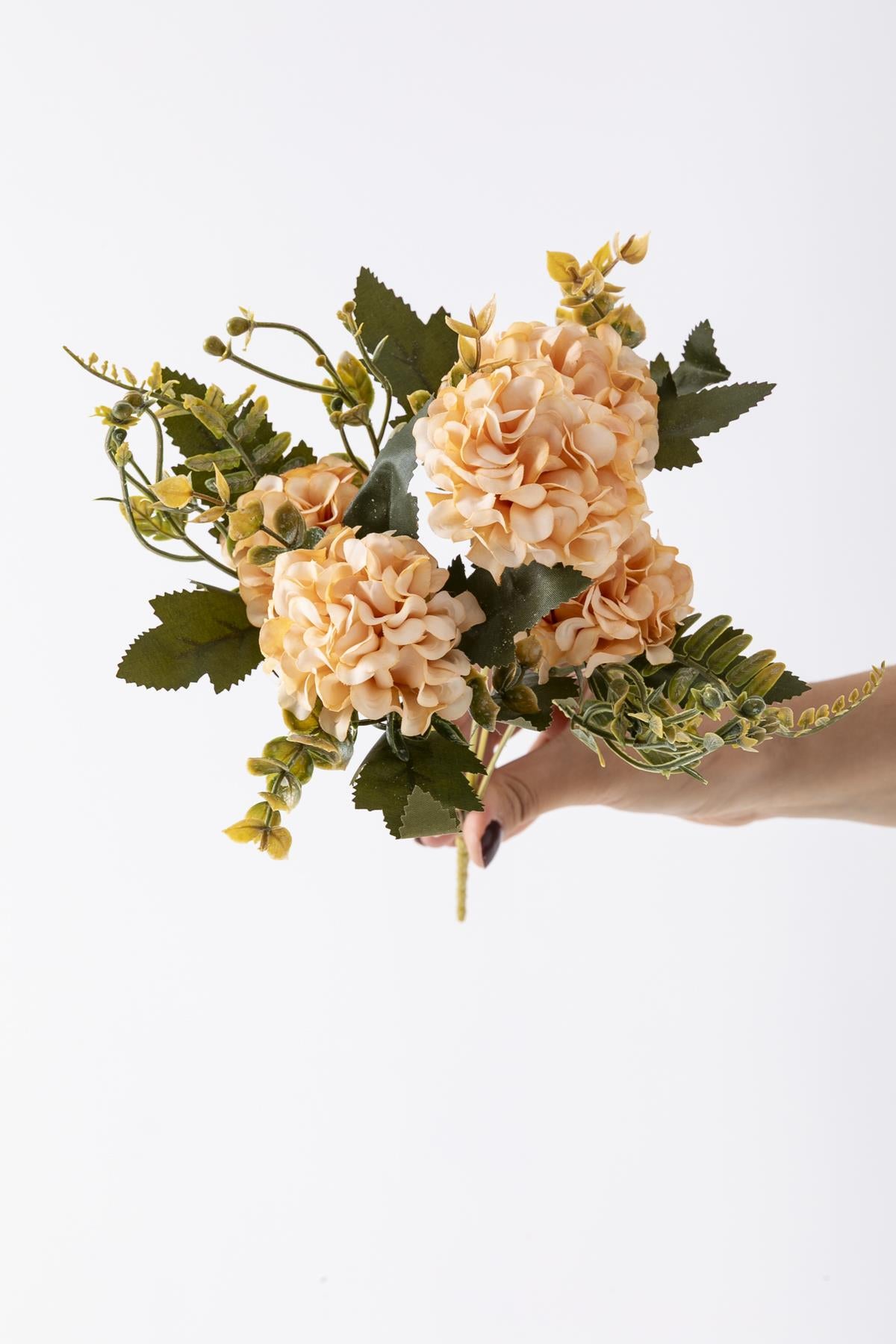 Yapay Ortanca Çiçeği 30 Cm 5 Dal Yavruağzı