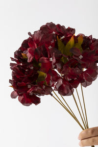 Yapay Ortanca Çiçeği 35 Cm 7 Dal Bordo