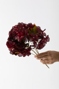 Yapay Ortanca Çiçeği 35 Cm 7 Dal Bordo