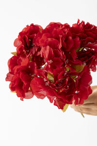 Yapay Ortanca Çiçeği 35 Cm 7 Dal Kırmızı