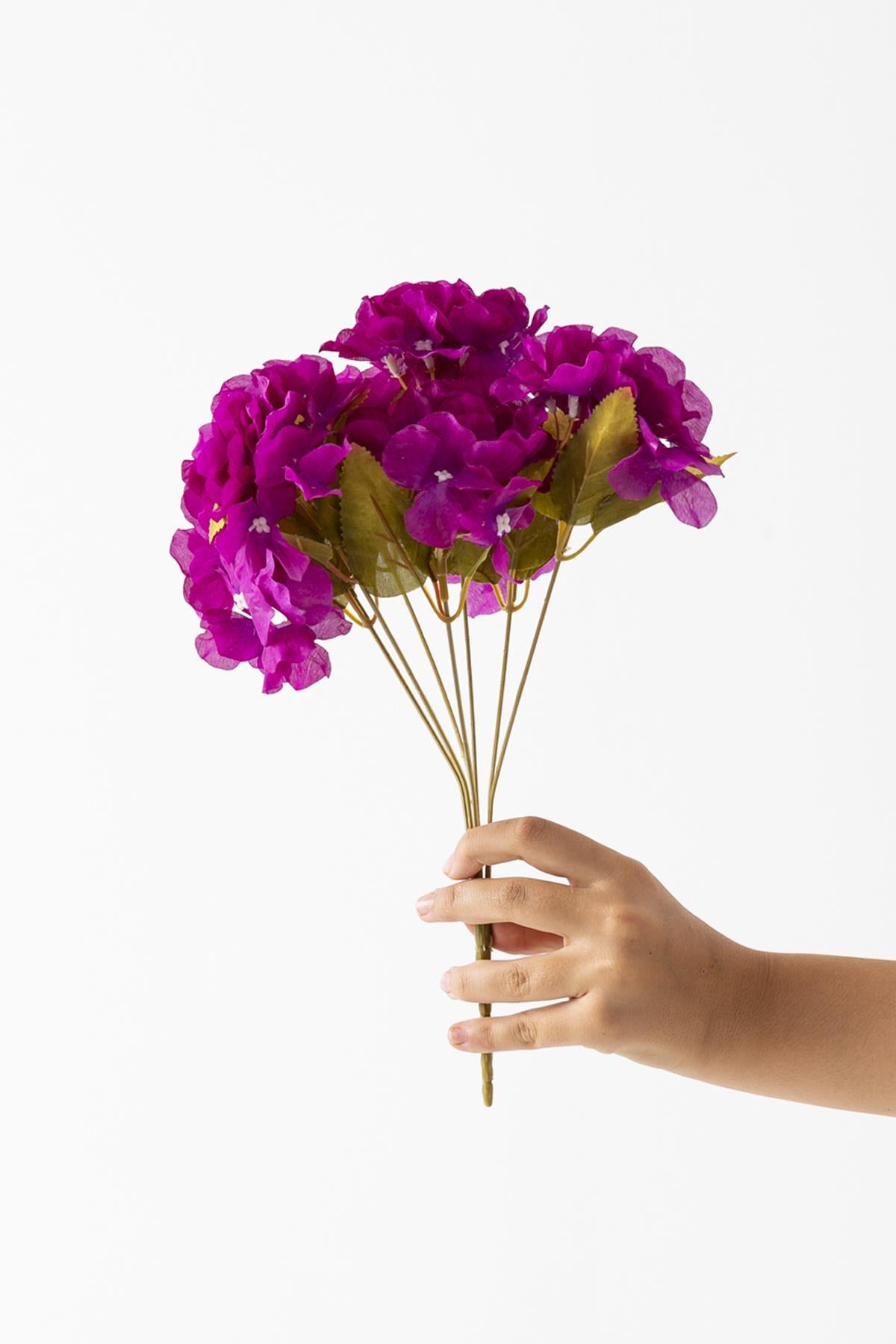 Yapay Ortanca Çiçeği 35 Cm 7 Dal Mor