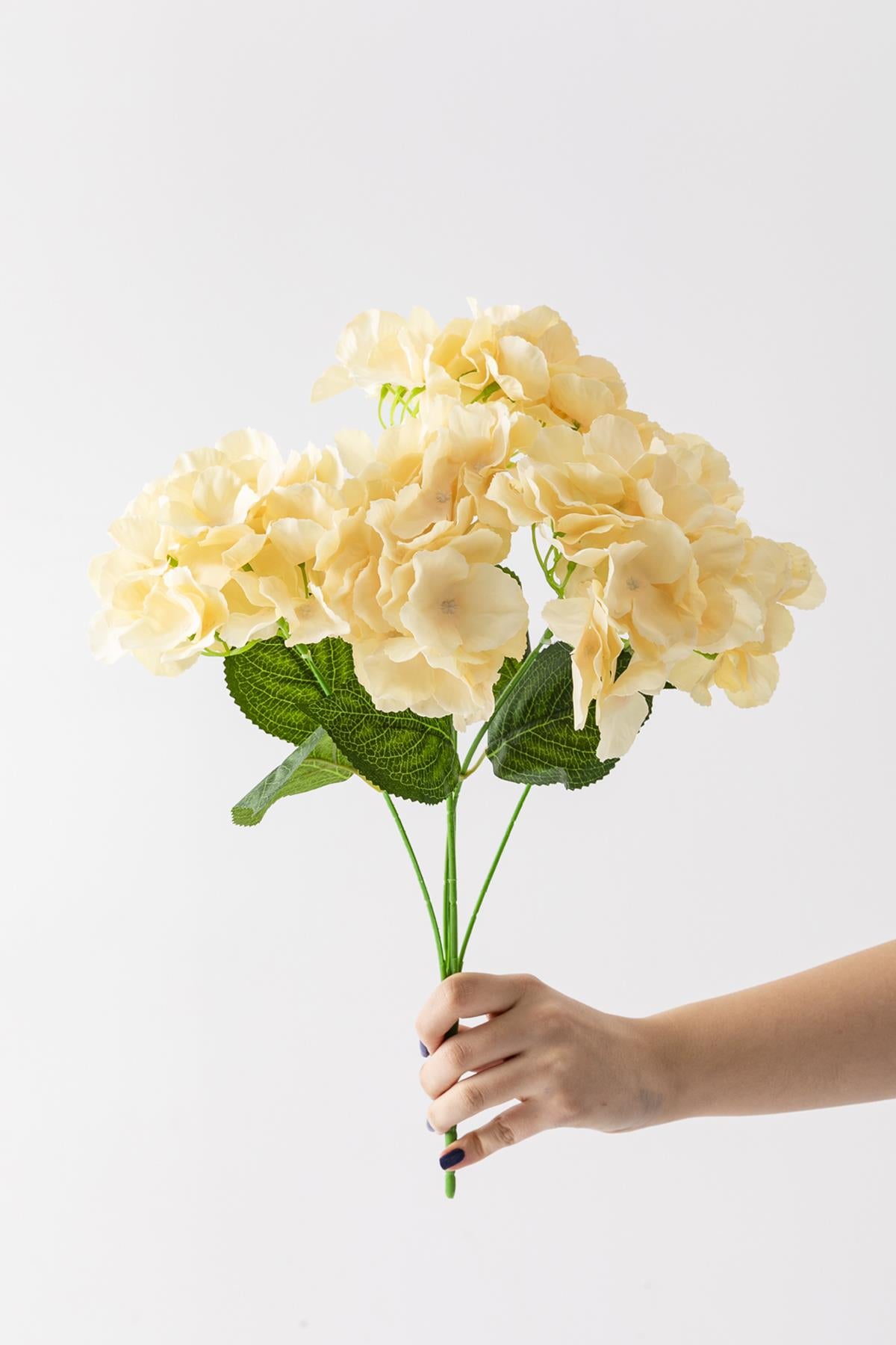 Yapay Ortanca Çiçeği Açık Somon 45 Cm 5 Dal