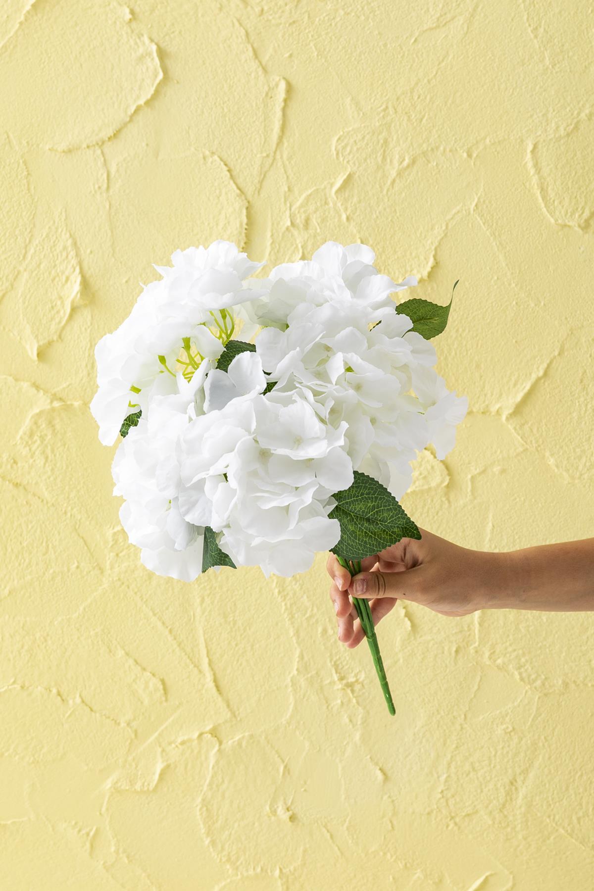 Yapay Ortanca Çiçeği Beyaz 45 Cm