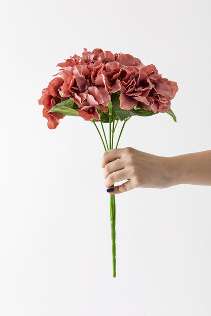 Yapay Ortanca Çiçeği Gül Kurusu 45 Cm 5 Dal