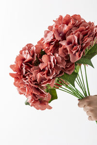 Yapay Ortanca Çiçeği Gül Kurusu 45 Cm 5 Dal