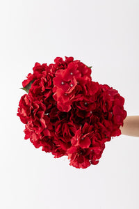 Yapay Ortanca Çiçeği Kırmızı 45 Cm 5 Dal