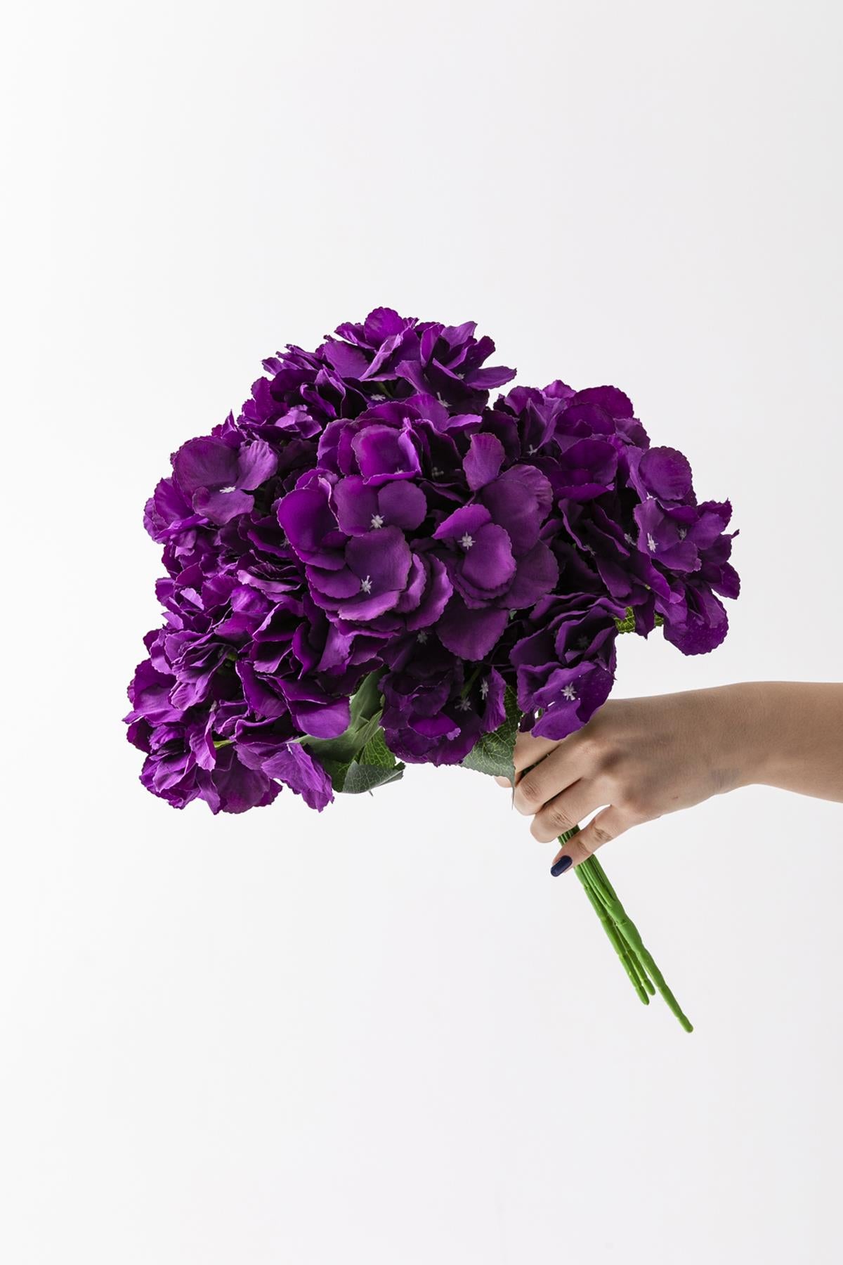 Yapay Ortanca Çiçeği Mor 45 Cm 5 Dal