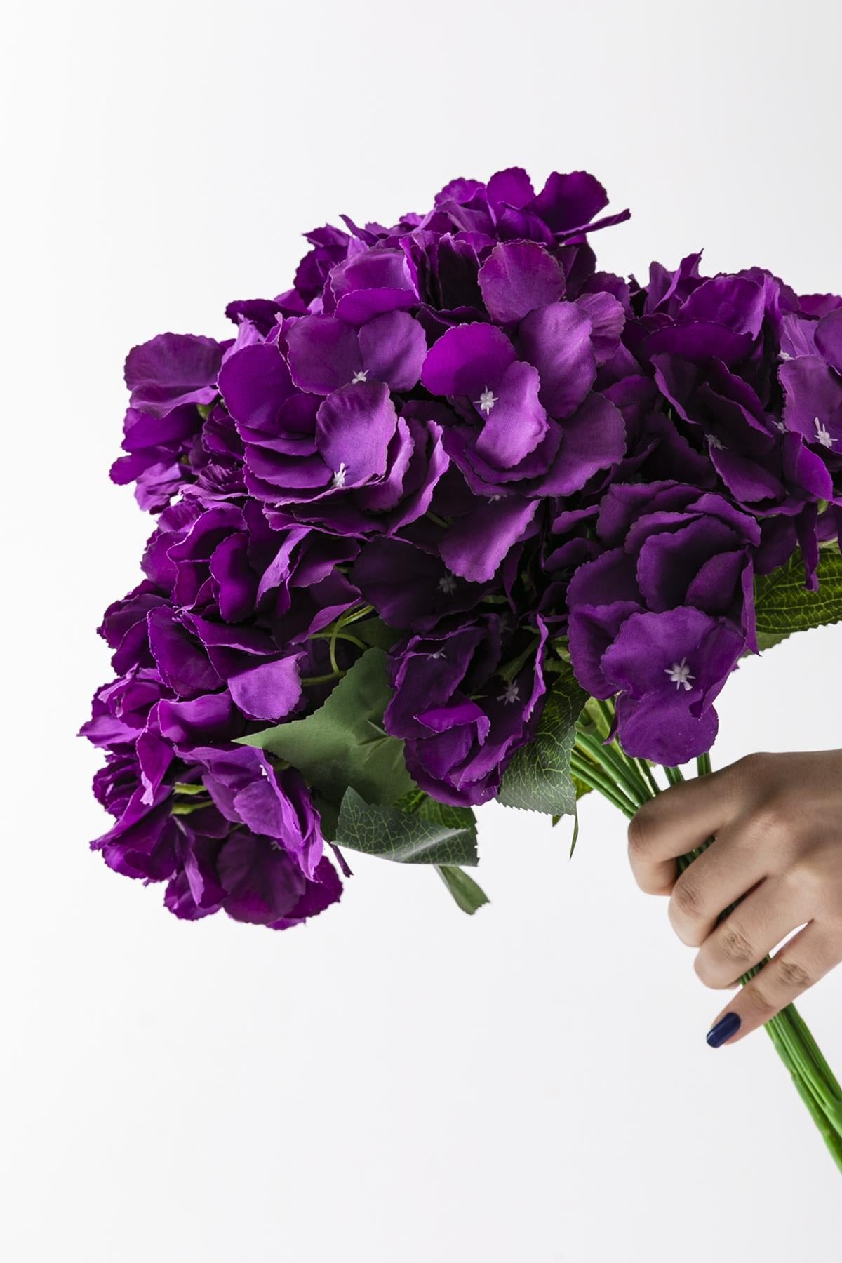 Yapay Ortanca Çiçeği Mor 45 Cm 5 Dal