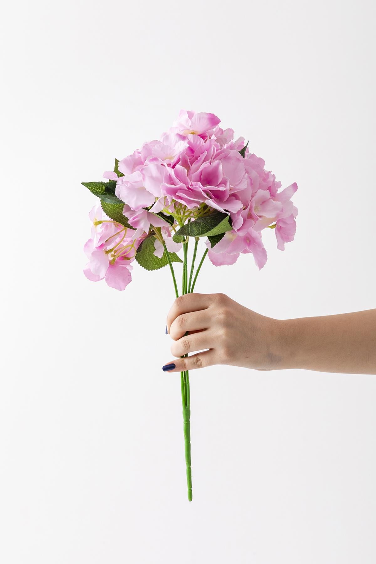 Yapay Ortanca Çiçeği Pembe 45 Cm 5 Dal