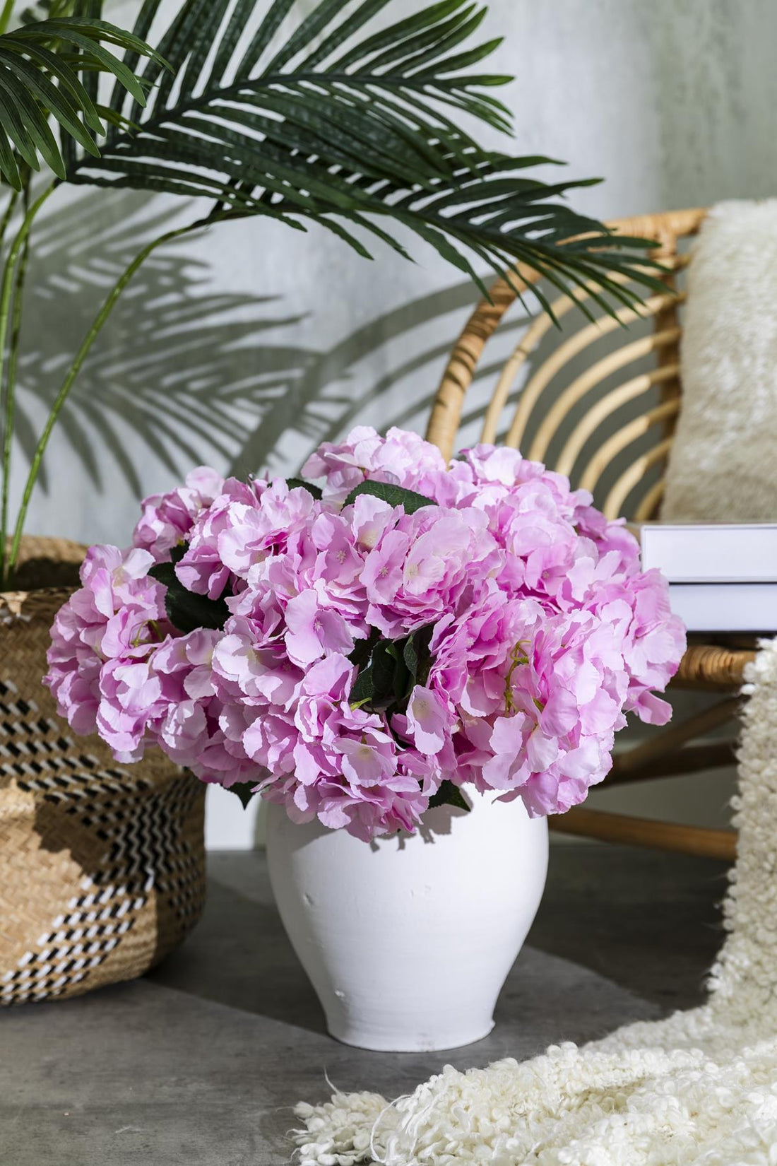 Yapay Ortanca Çiçeği Pembe 45 Cm 5 Dal