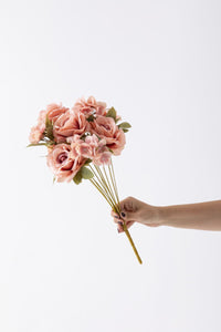 Yapay Ortancalı Gül Demeti Açık Pembe 45 Cm 11 Dal