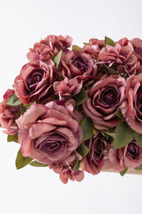 Yapay Ortancalı Gül Demeti Gül Kurusu 45 Cm 11 Dal