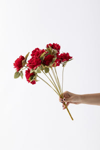 Yapay Ortancalı Gül Demeti Kırmızı 45 Cm 11 Dal