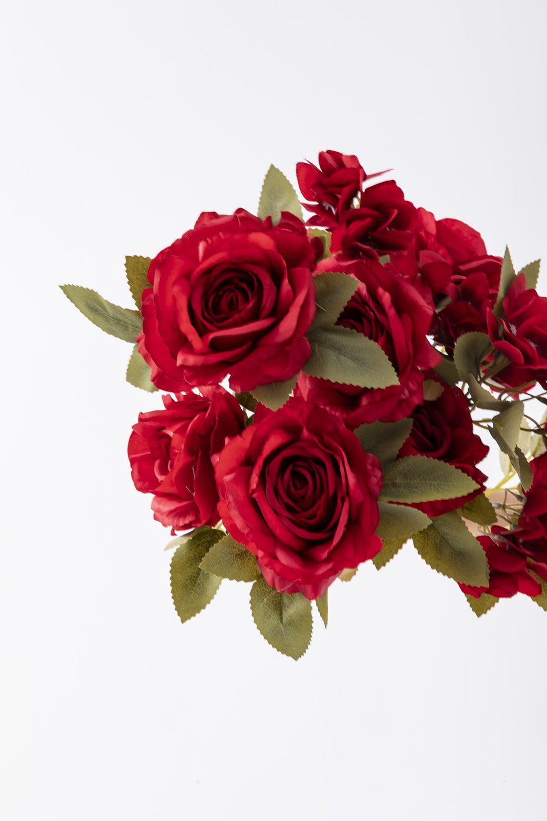 Yapay Ortancalı Gül Demeti Kırmızı 45 Cm 11 Dal