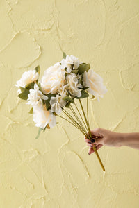 Yapay Ortancalı Gül Demeti Somon 45 Cm 11 Dal