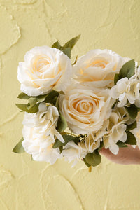 Yapay Ortancalı Gül Demeti Somon 45 Cm 11 Dal