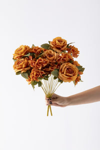 Yapay Ortancalı Gül Demeti Turuncu 45 Cm 11 Dal