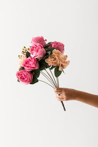 Yapay Ortancalı Gül Pembe 8 Dal 50 Cm