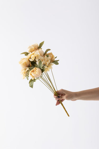 Yapay Ortancalı Şakayık Demeti Açık Somon 45 Cm 11 Dal