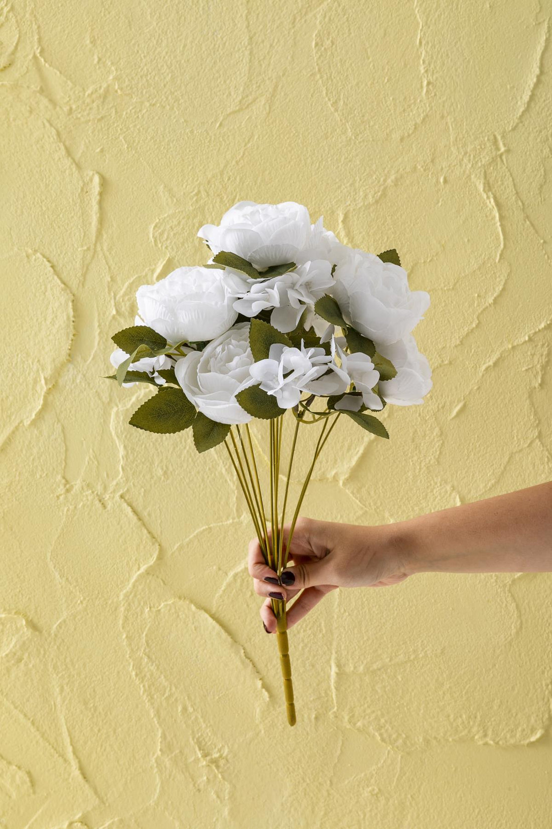 Yapay Ortancalı Şakayık Demeti Beyaz 45 Cm 11 Dal