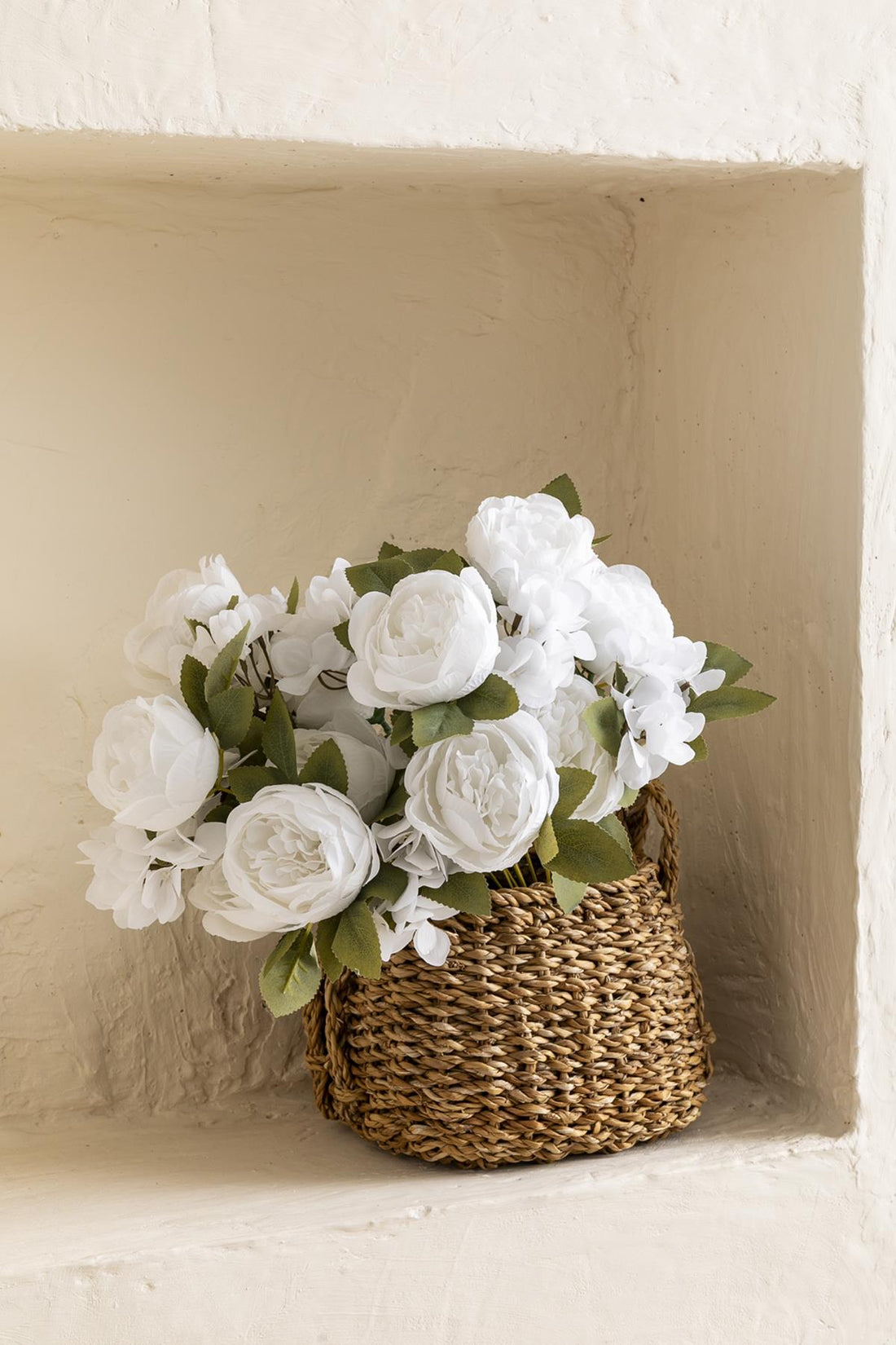 Yapay Ortancalı Şakayık Demeti Beyaz 45 Cm 11 Dal