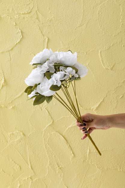 Yapay Ortancalı Şakayık Demeti Beyaz 45 Cm 11 Dal