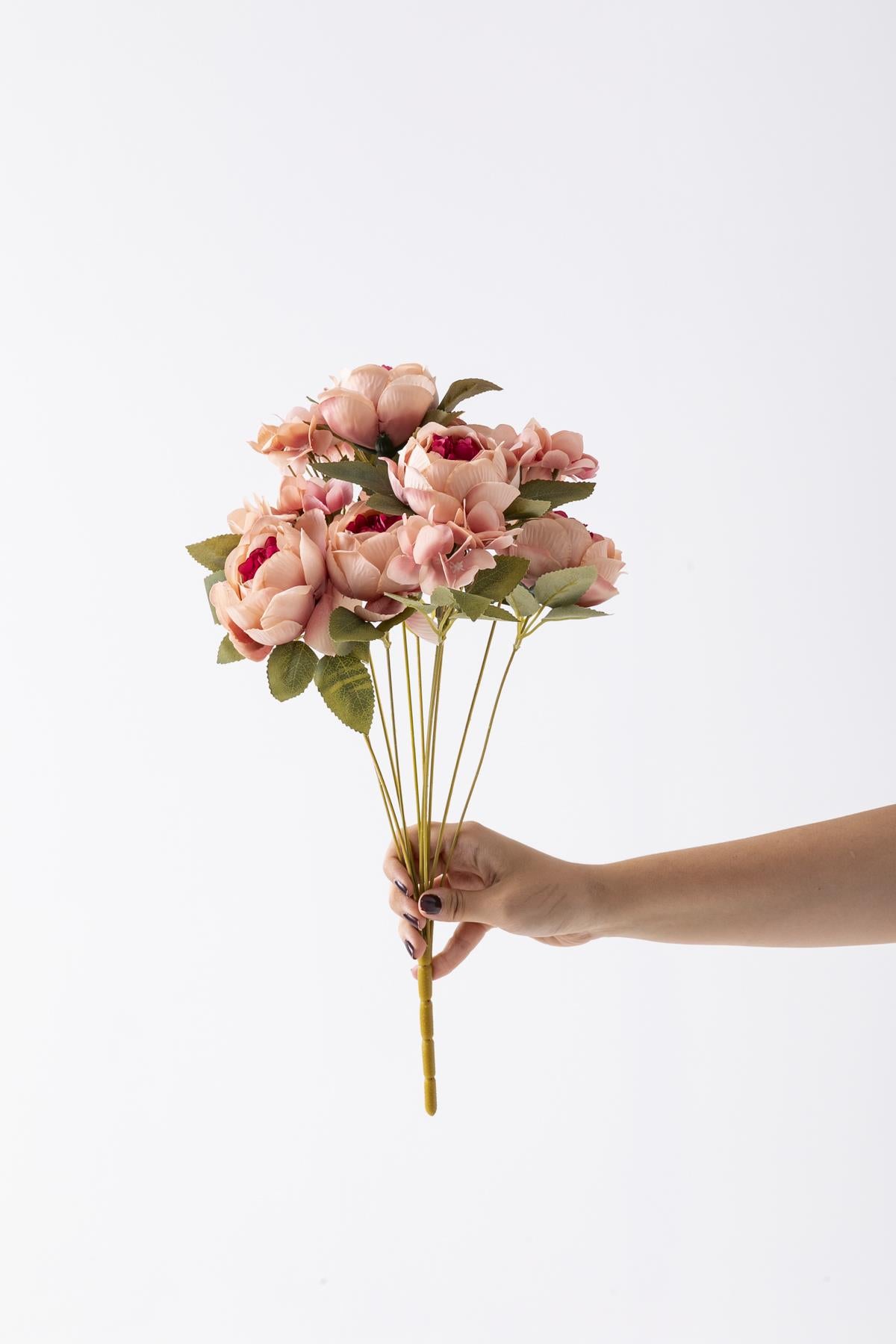 Yapay Ortancalı Şakayık Demeti Fuşya 45 Cm 11 Dal