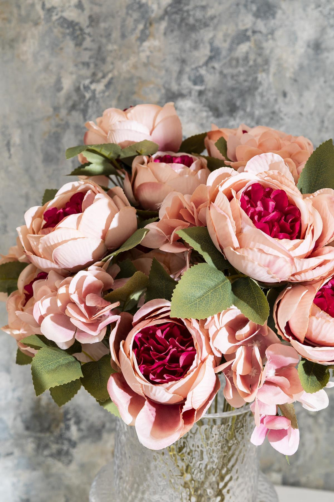 Yapay Ortancalı Şakayık Demeti Fuşya 45 Cm 11 Dal