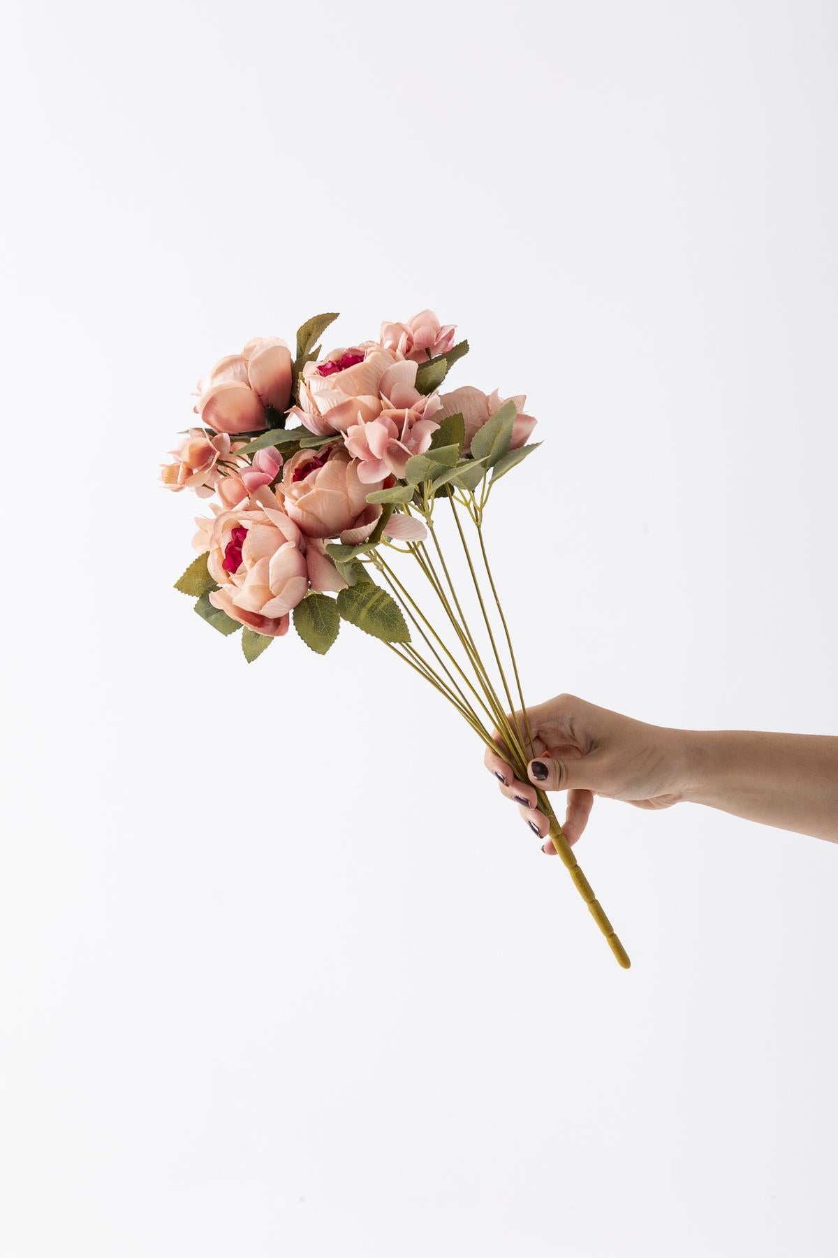 Yapay Ortancalı Şakayık Demeti Fuşya 45 Cm 11 Dal