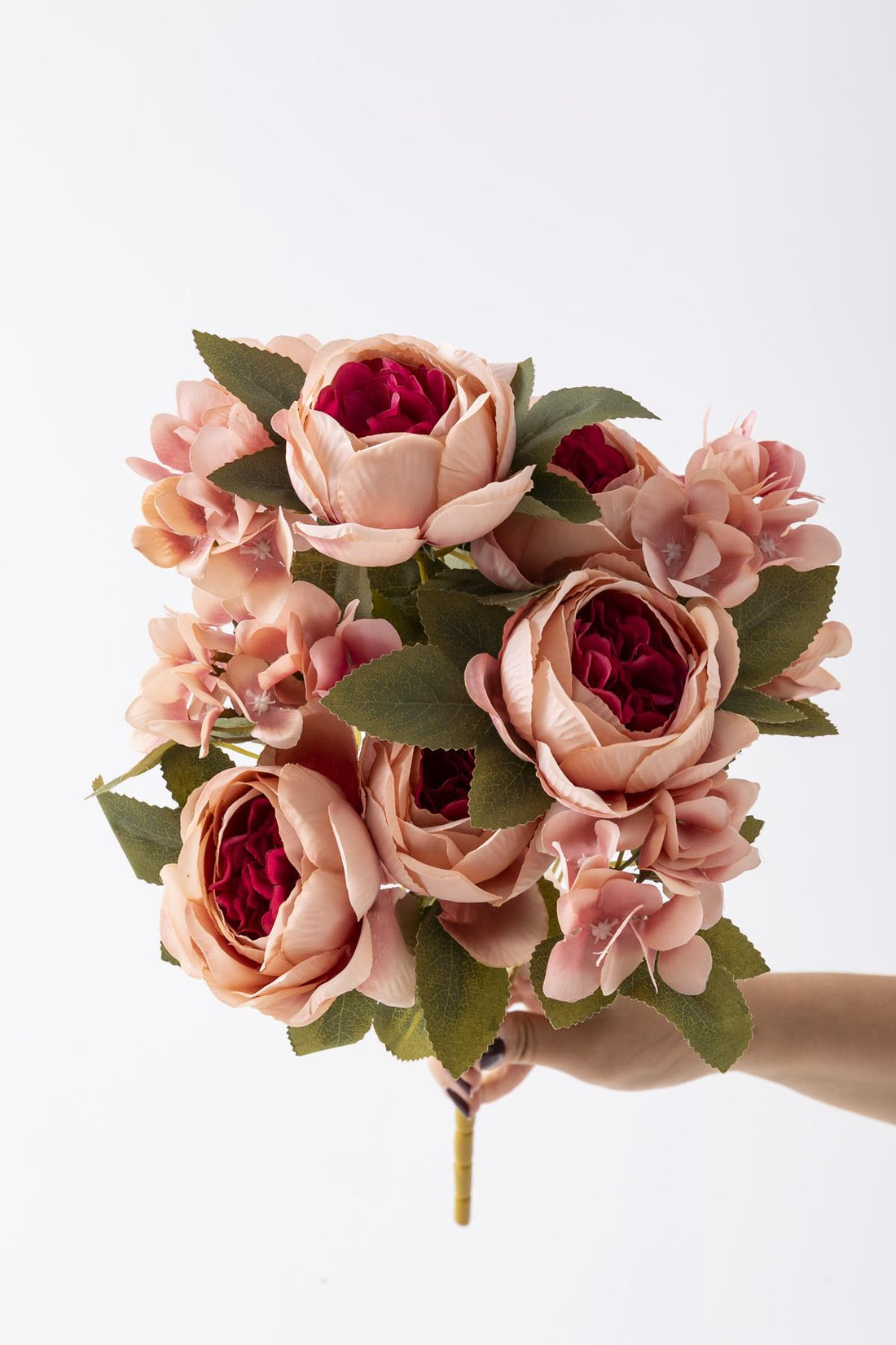 Yapay Ortancalı Şakayık Demeti Fuşya 45 Cm 11 Dal