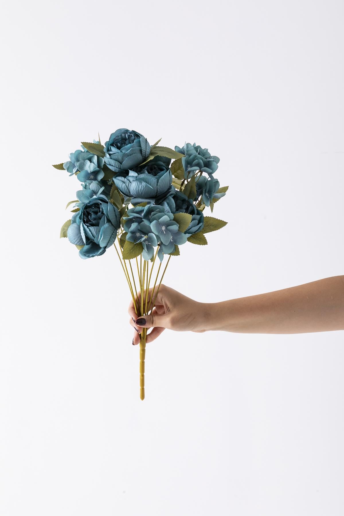 Yapay Ortancalı Şakayık Demeti Mavi 45 Cm 11 Dal