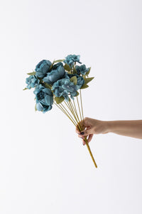 Yapay Ortancalı Şakayık Demeti Mavi 45 Cm 11 Dal