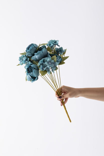 Yapay Ortancalı Şakayık Demeti Mavi 45 Cm 11 Dal