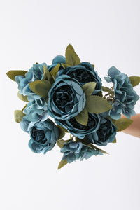 Yapay Ortancalı Şakayık Demeti Mavi 45 Cm 11 Dal