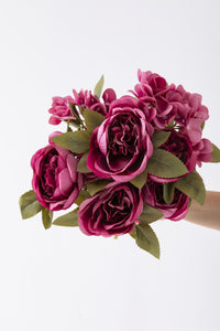 Yapay Ortancalı Şakayık Demeti Pembe 45 Cm 11 Dal