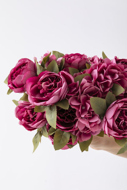 Yapay Ortancalı Şakayık Demeti Pembe 45 Cm 11 Dal