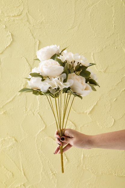 Yapay Ortancalı Şakayık Demeti Somon 45 Cm 11 Dal