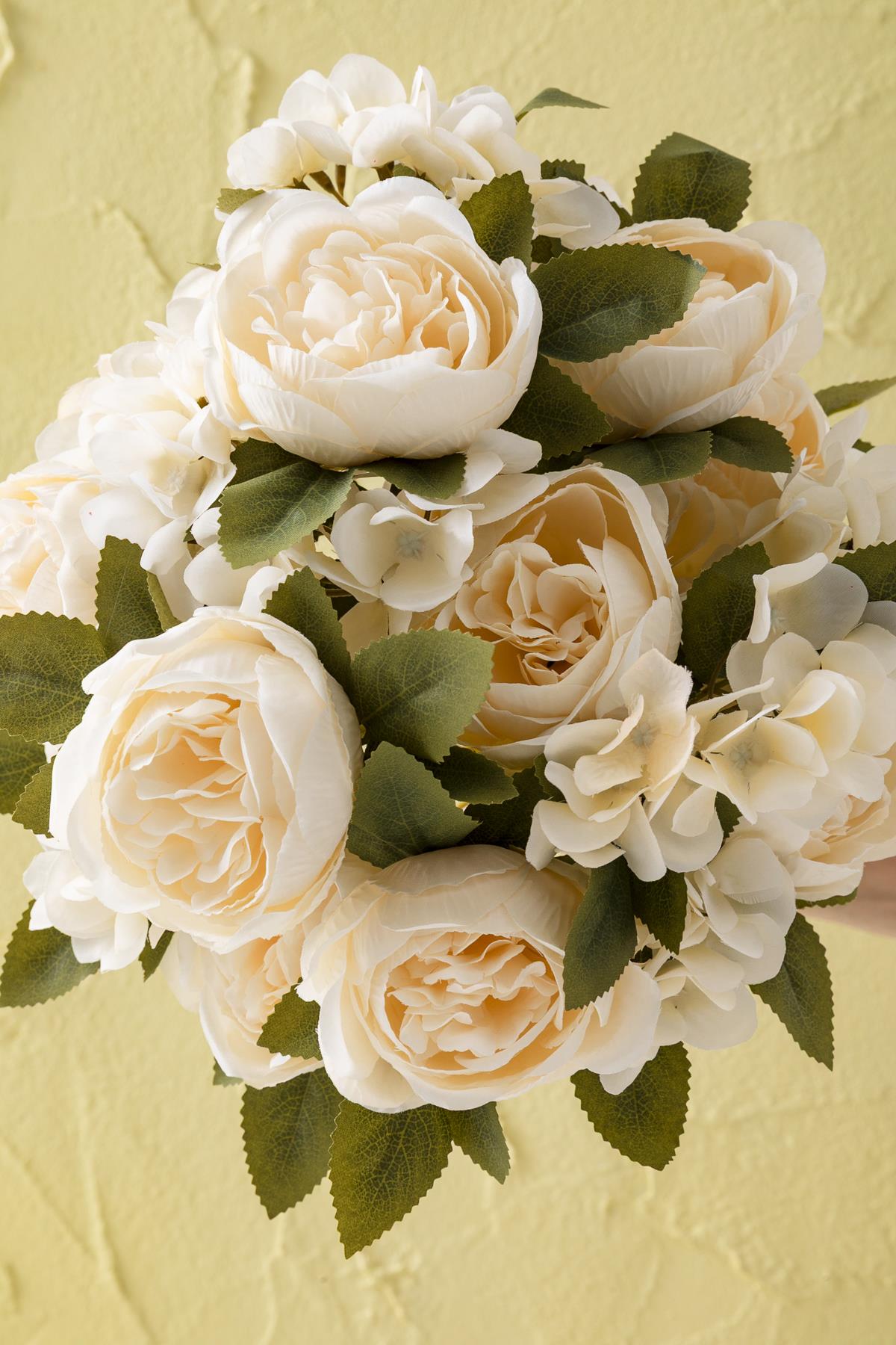 Yapay Ortancalı Şakayık Demeti Somon 45 Cm 11 Dal