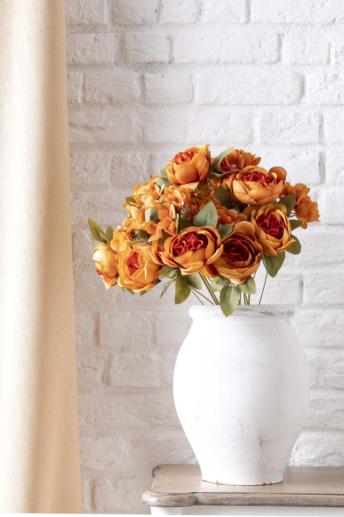 Yapay Ortancalı Şakayık Demeti Turuncu 45 Cm 11 Dal