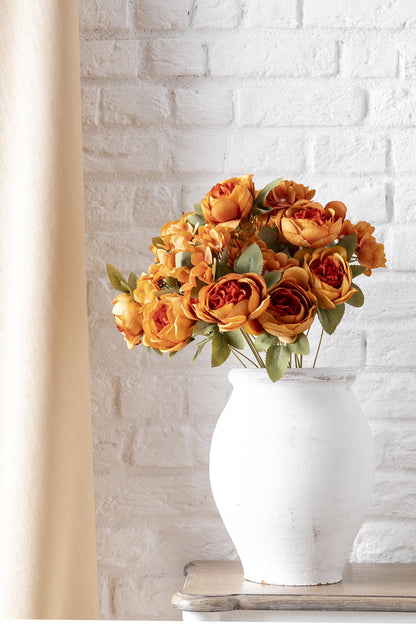 Yapay Ortancalı Şakayık Demeti Turuncu 45 Cm 11 Dal